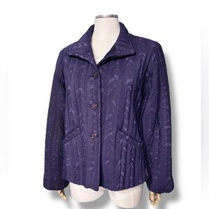 BRACCI by Pamela Bracci Purple Hand Painted Channel Quilted Silk Jacket